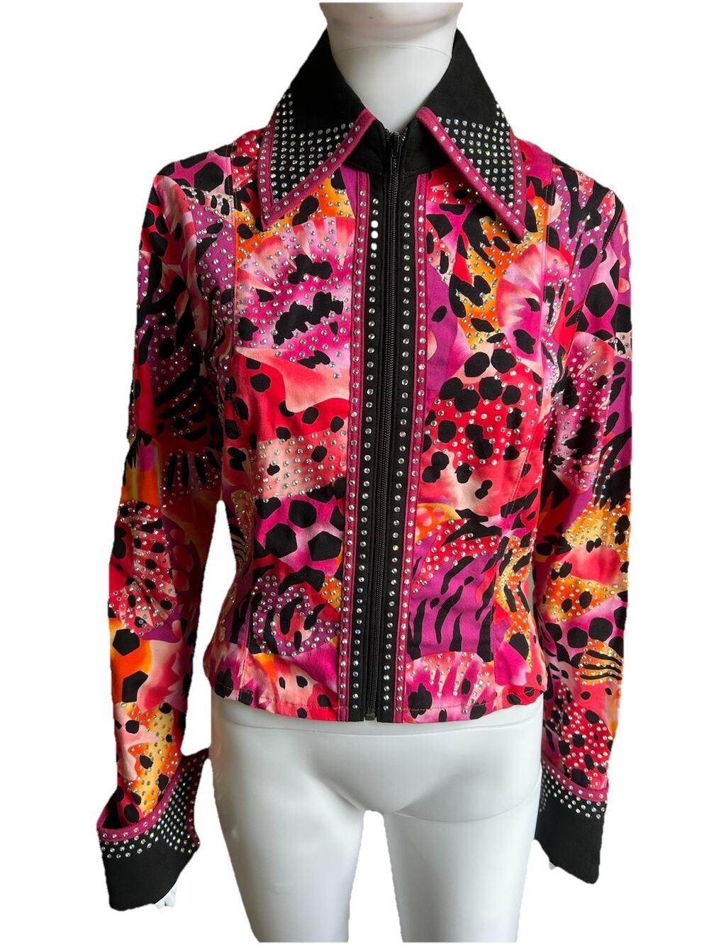 Diane Olsen Western Show Jacket 7/8 Pink Rhinestone Showmanship Equestrian